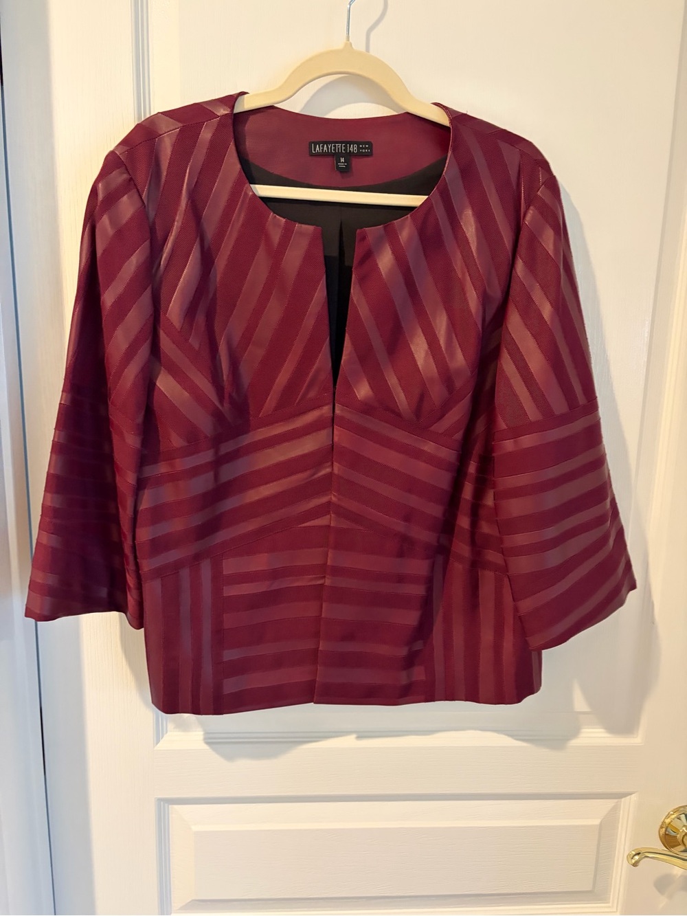 Lafayette 148 New York Burgundy Leather Jacket